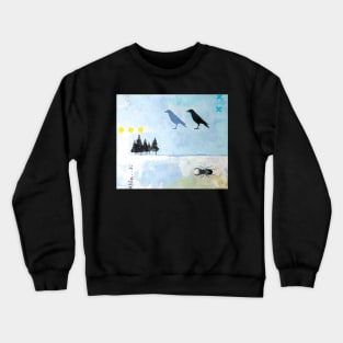 Picture of an original painting, crow black and blue Crewneck Sweatshirt